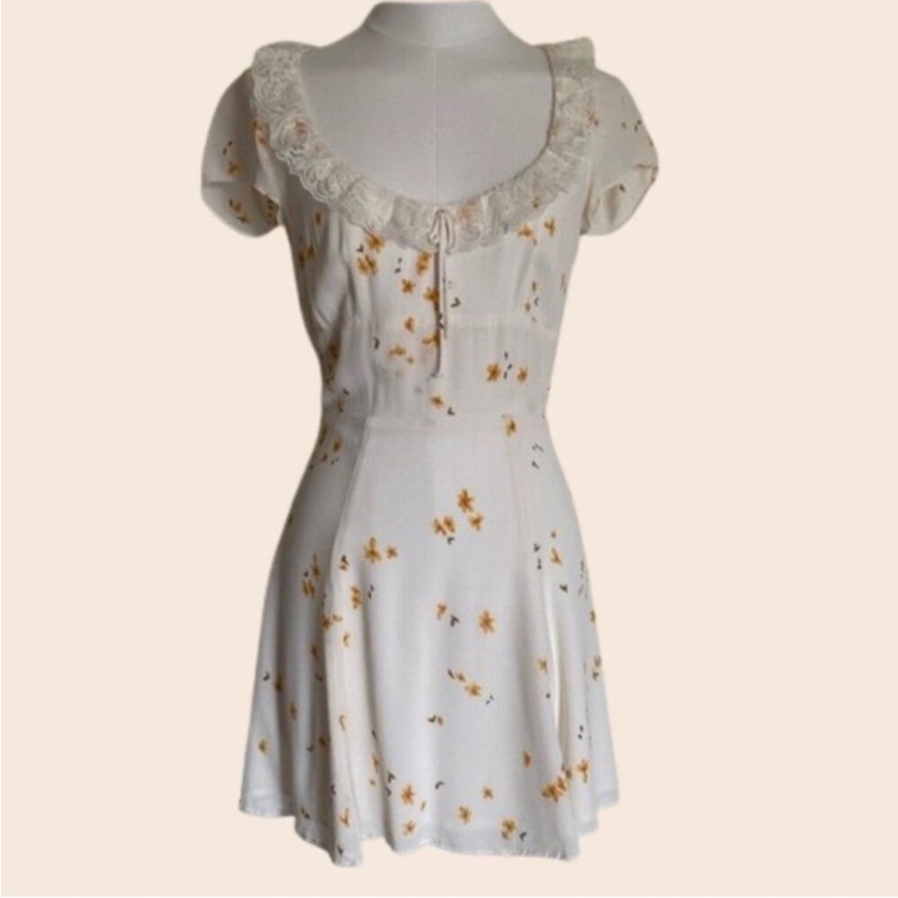 Reformation Light Cream Floral Mini Dress